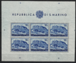 1951 San Marino, 200 Lire Azzurro Foglietto UPU # 9, MH* Linguellato