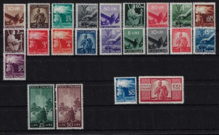 1945 Italia, Repubblica, Serie Democratica, 23 valori, # 543/65, MNH**