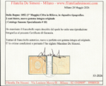 1852 Italia, Cifra in rilievo, 2 cent bistro # 10, MNH** - immagine 4