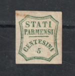 1859 Parma, Governo Provvisorio, 5 cent verde azzurro, Buono Stato # 12, MH*