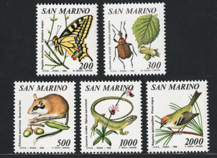 1990 San Marino, Flora e Fauna, 1302-06, MNH**