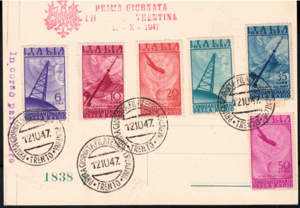 1947 Italia, 12-10-1947 Radio su cartolina commemorativa Non Viaggiata