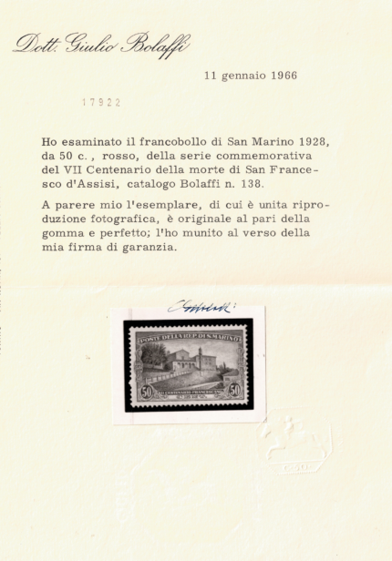 1928 San Marino, Morte di San Francesco, # 137/140, 4 valori, MNH**