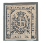 1859 Modena, Governo Provvisorio # 15, 20 cent ardesia violaceo, MH*