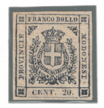 1859 Modena, Governo Provvisorio # 15, 20 cent ardesia violaceo, MH*