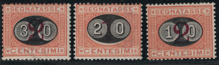 1890-91 Italia, Regno, Segnatasse dette Mscherine # 17-19, MNH**