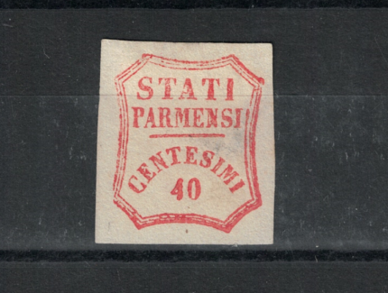 1859 PARMA, 40 cent vermiglio # 17, Senza Gomma ed Assottigliato