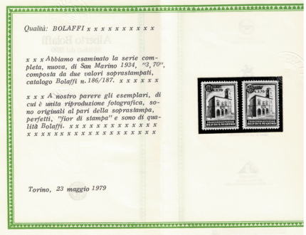1934 SAN MARINO, Palazzetto della Posta , # 184/85, MNH**
