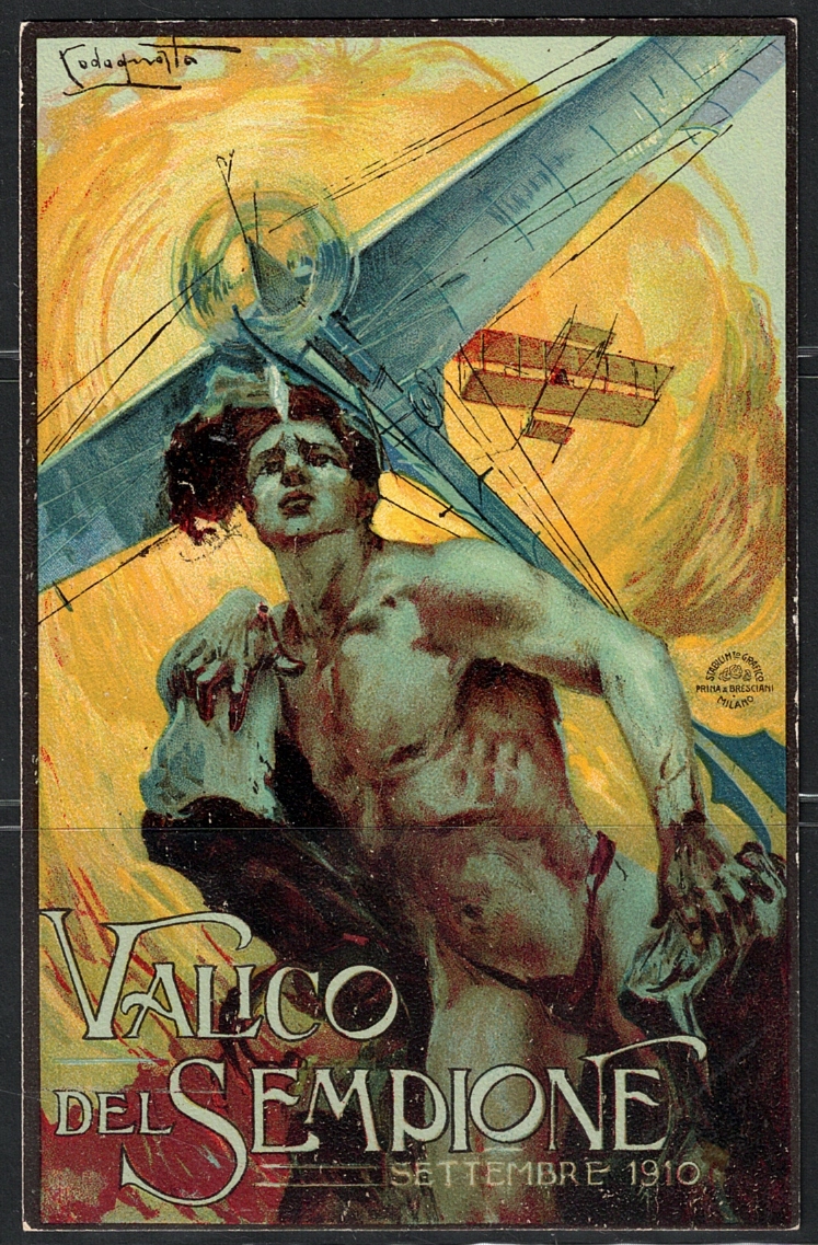 1910 1910 Italia, Cartolina Ufficiale Commemorativa Valico Sempione, Codognato - immagine 1