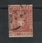 1860 Toscana, Governo Provvisorio # 22, 80 cent. carnicino USATO