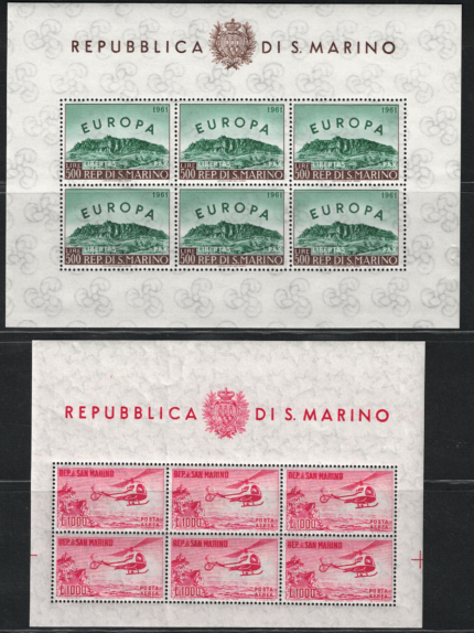 1961 San Marino, Foglietti Elicottero + Europa # 21-22, MNH**