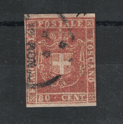 1860 Toscana, Governo Provvisorio # 22, 80 cent. carnicino USATO