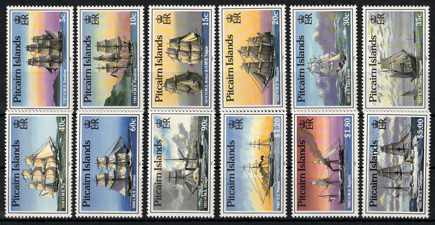 297 1988 Pitcairn Islands, Yvert # 297-308, Navi, MNH** - immagine 1
