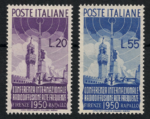 1950 Italia, Repubblica, Radiodiffusione, 2 valori, # 623-624, MNH**
