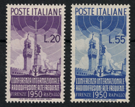 1950 Italia, Repubblica, Radiodiffusione, 2 valori, # 623-624, MNH**
