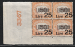 1943 San Marino, Segnatasse, 25 Lire su 50 Lire # 64, Numero di Tavola, MNH**