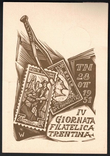 1951 Italia, 28-10-1951 Vari francobolli su cartolina commemorativa Usata