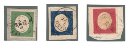 1854 Sardegna, Terza Emissione, 5c. verde, 20 c. azzurro, 40 c. rosso, Usati