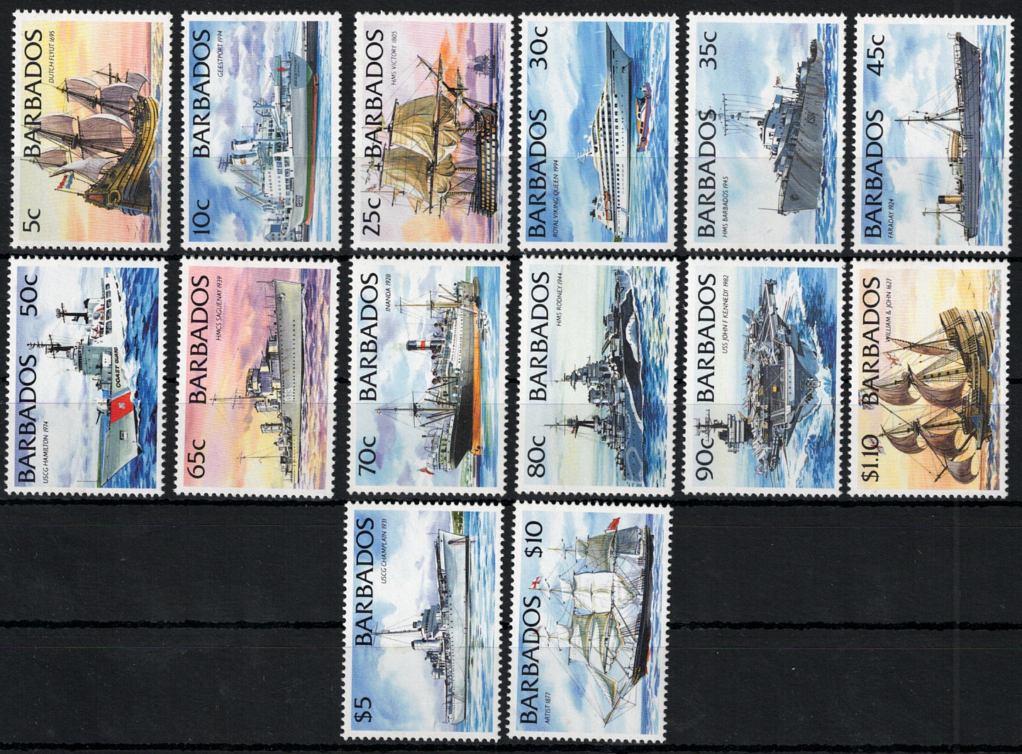 889 1994 Barbados, Yvert # 889-902, Navi, MNH** - immagine 1