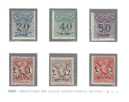 1924 ERITREA, Segnatasse per Vaglia # 1-6, MNH**