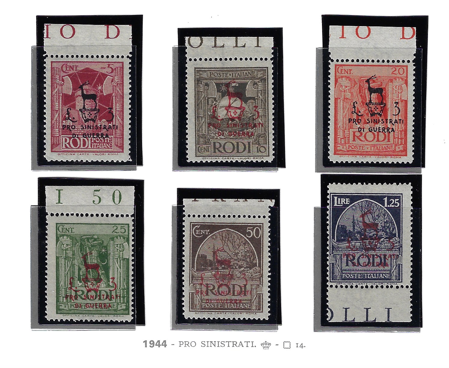 126-31 1944 Egeo Occupazione Tedesca, Pro Sinistrati di Guerra # 126-31, MNH** - immagine 1
