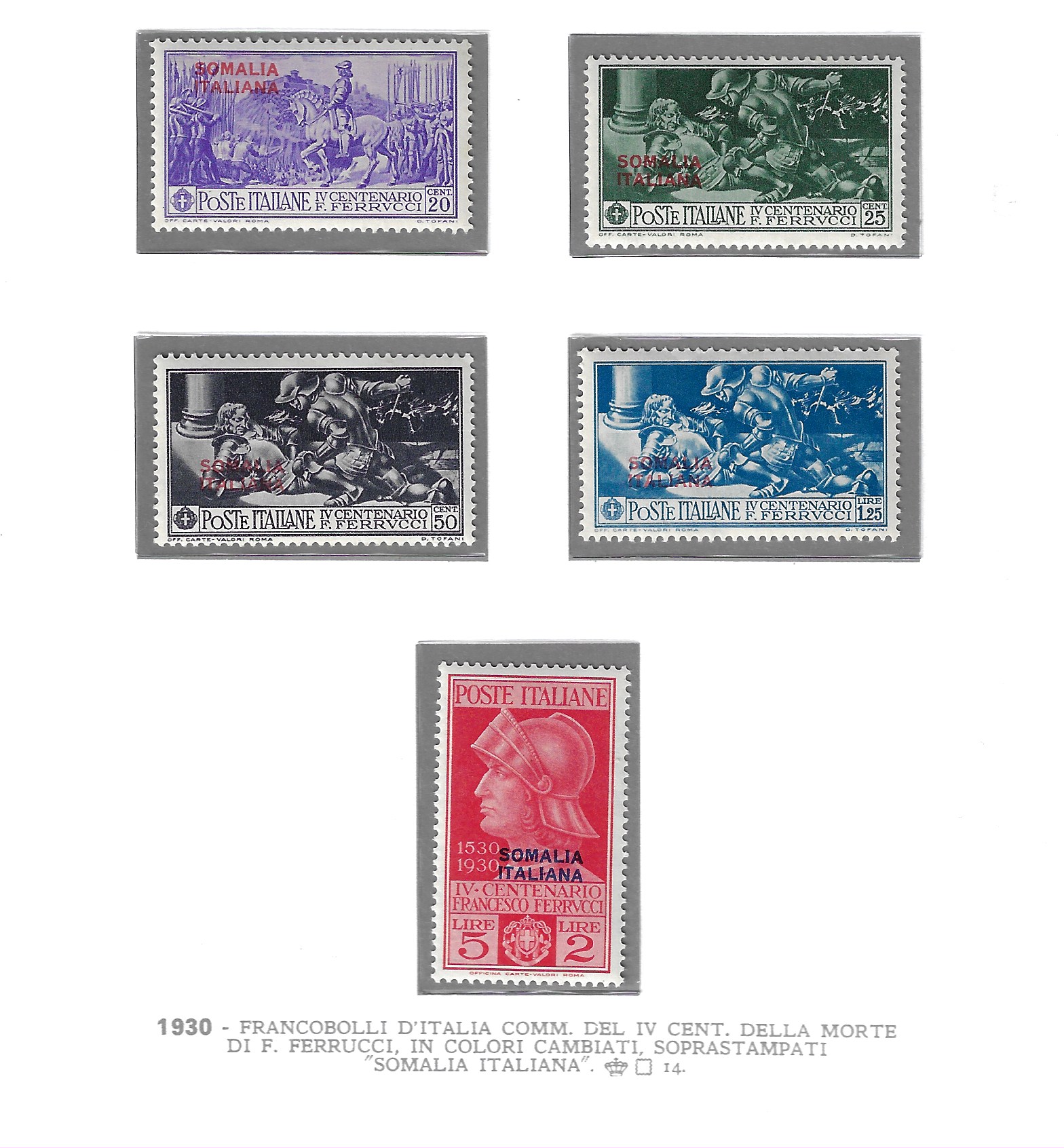 133-37 1929 Somalia Italiana, Ferrucci # 133-137, MNH** - immagine 1