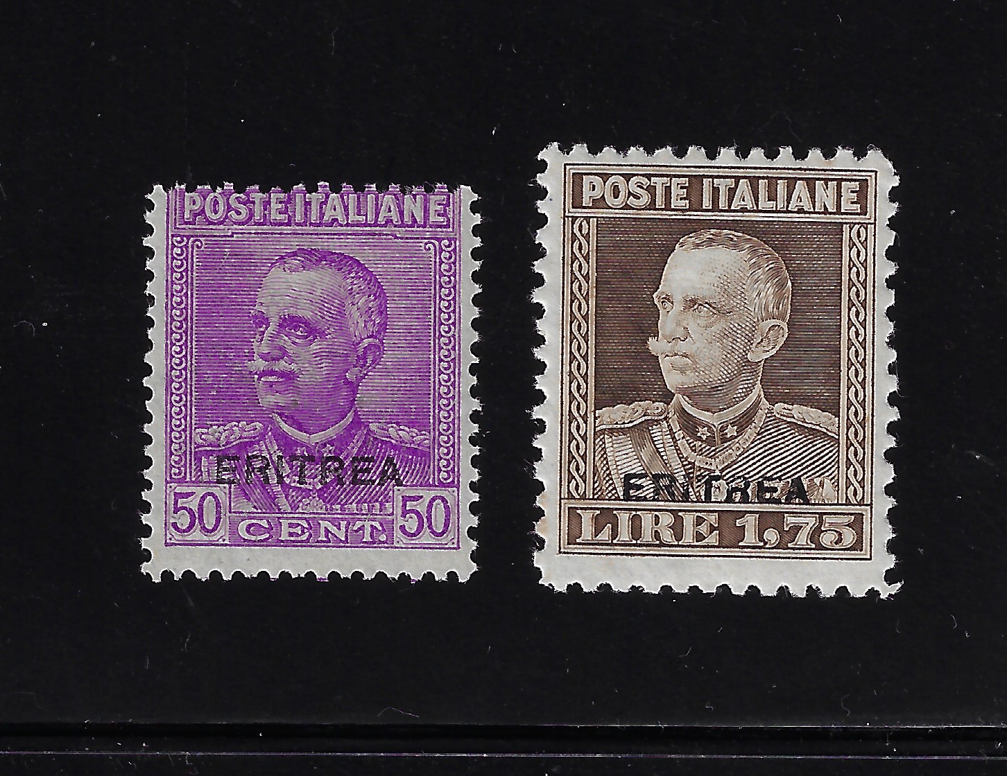 136-37 1 1928-29 Eritrea,Francobolli d' Italia sovrastampati Eritrea # 136-37, MNH** - immagine 1