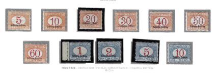 1920-26 Eritrea, Segnatasse Italia soprastampate,  # 14/24, MNH**
