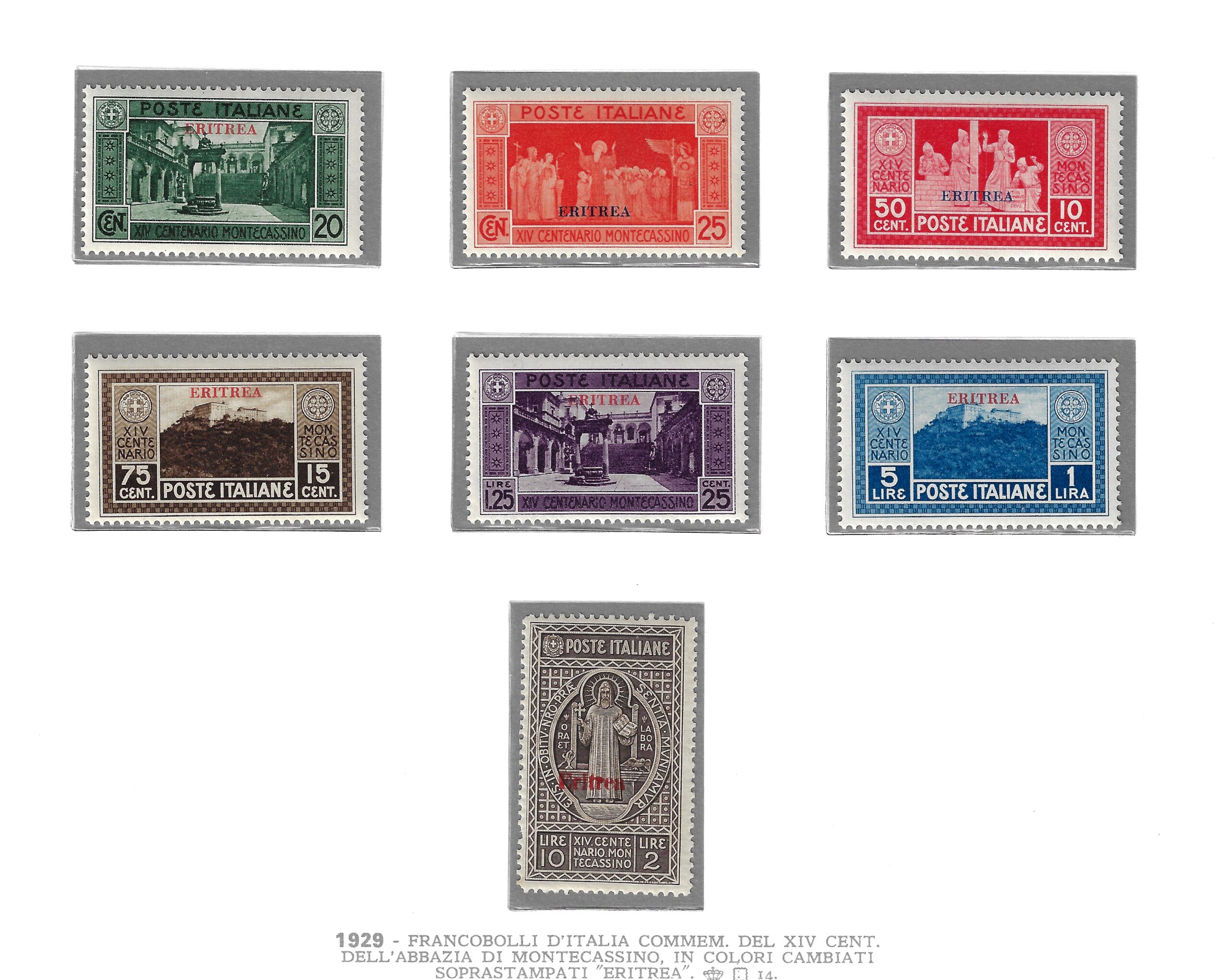 145-51 1929 Eritrea, Abbazia di Montecassino # 145-51, MNH** - immagine 1