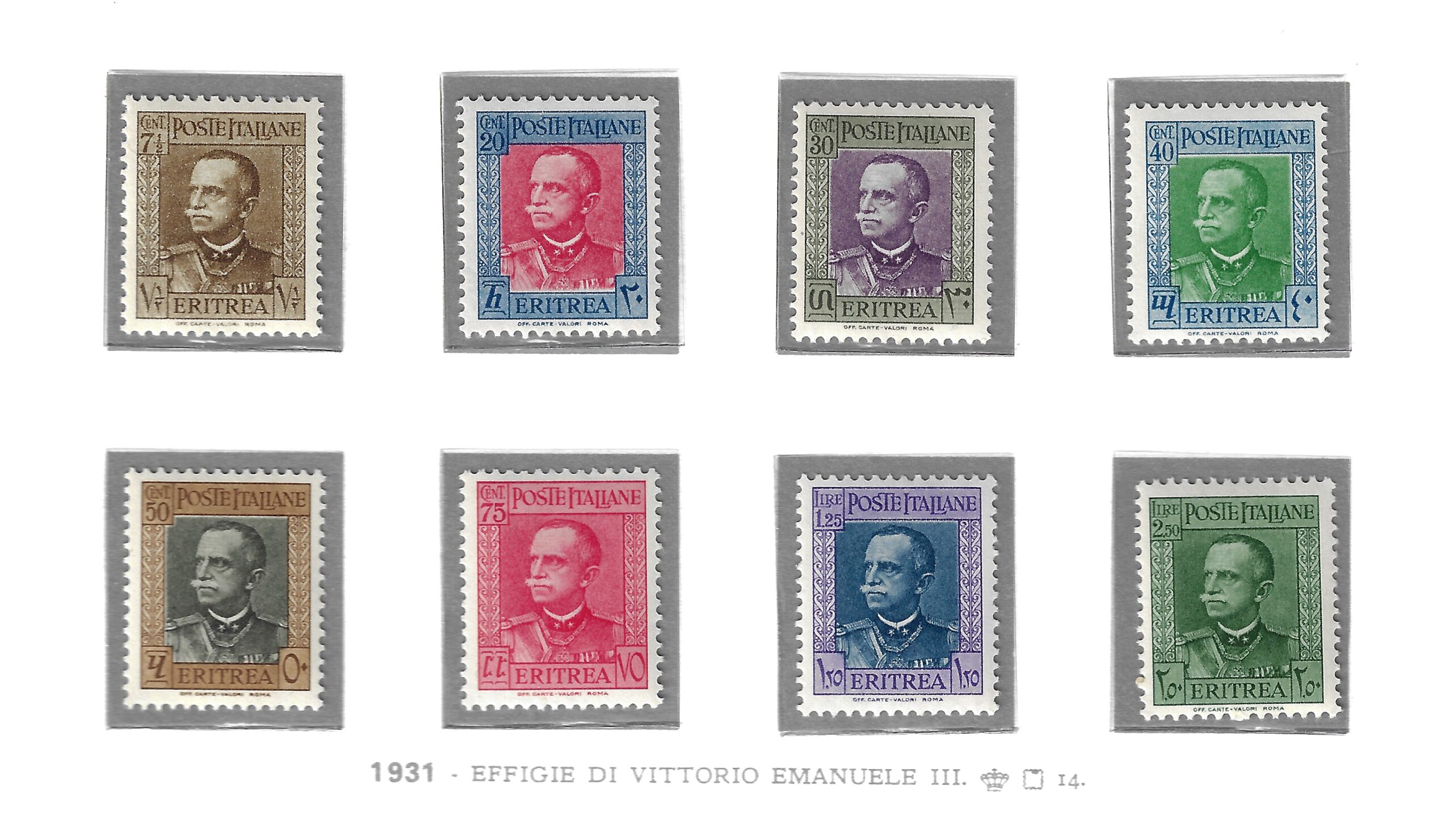 195-202 1931 Eritrea, Effige di Vittorio Emanuele III # 195-202, MNH** - immagine 1