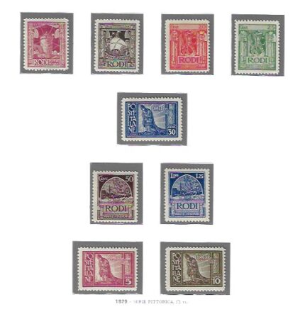 1929 Egeo, Serie Pittorica, dentellata 11, # 3/11, 9 valori, MNH**