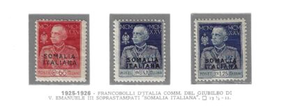 1925-26 Somalia Italiana # 67/69, Giubileo del Re, dentellati 11, MNH**
