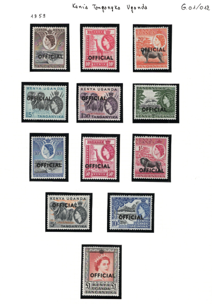 1959 Kenya Uganda Tanganyika, Official SG # O1-O12, MNH**