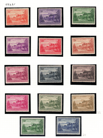 1947-59 Norfolk - Stanley Gibbons # 1-12a, 14 valori, MNH**