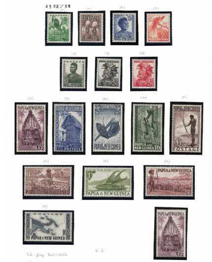 1952 Papua, Stanley Gibbons # 1-15 + 6a, Serie Completa, MNH**