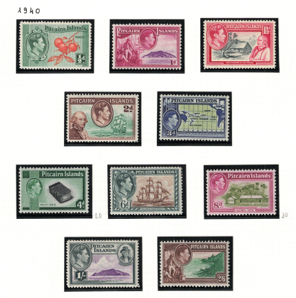 1940 Pitcairn Islands, Stanley Gibbons # 1-8, Effigi Giorgio VI, MNH**