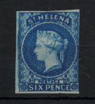 1856 St Helena, Stanley Gibbons # 1,  6d. blu, Filigrana Grande stella, MH*