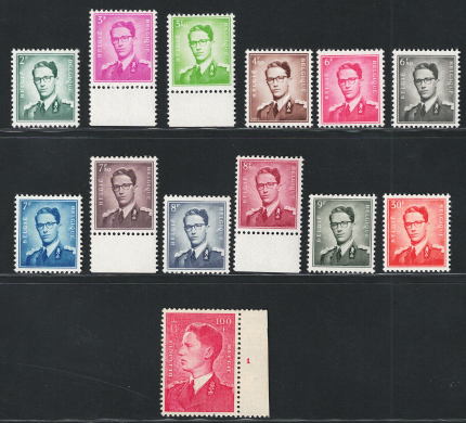 1958-72 Belgio, Re Baldovino I # 1066-1075, 13 valori, MNH**
