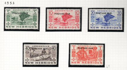 1953 New Hebrides, Stanley Gibbons Servizi # D11-D15, MNH**