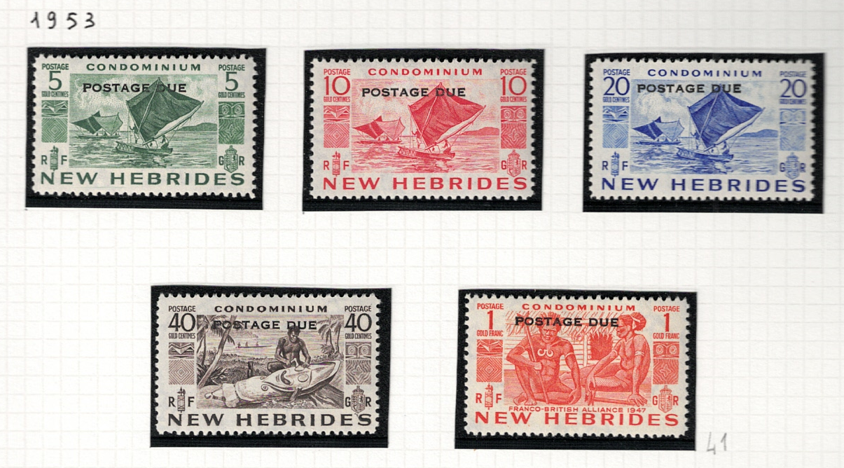 11-15 1953 New Hebrides, Stanley Gibbons Servizi # D11-D15, MNH** - immagine 1