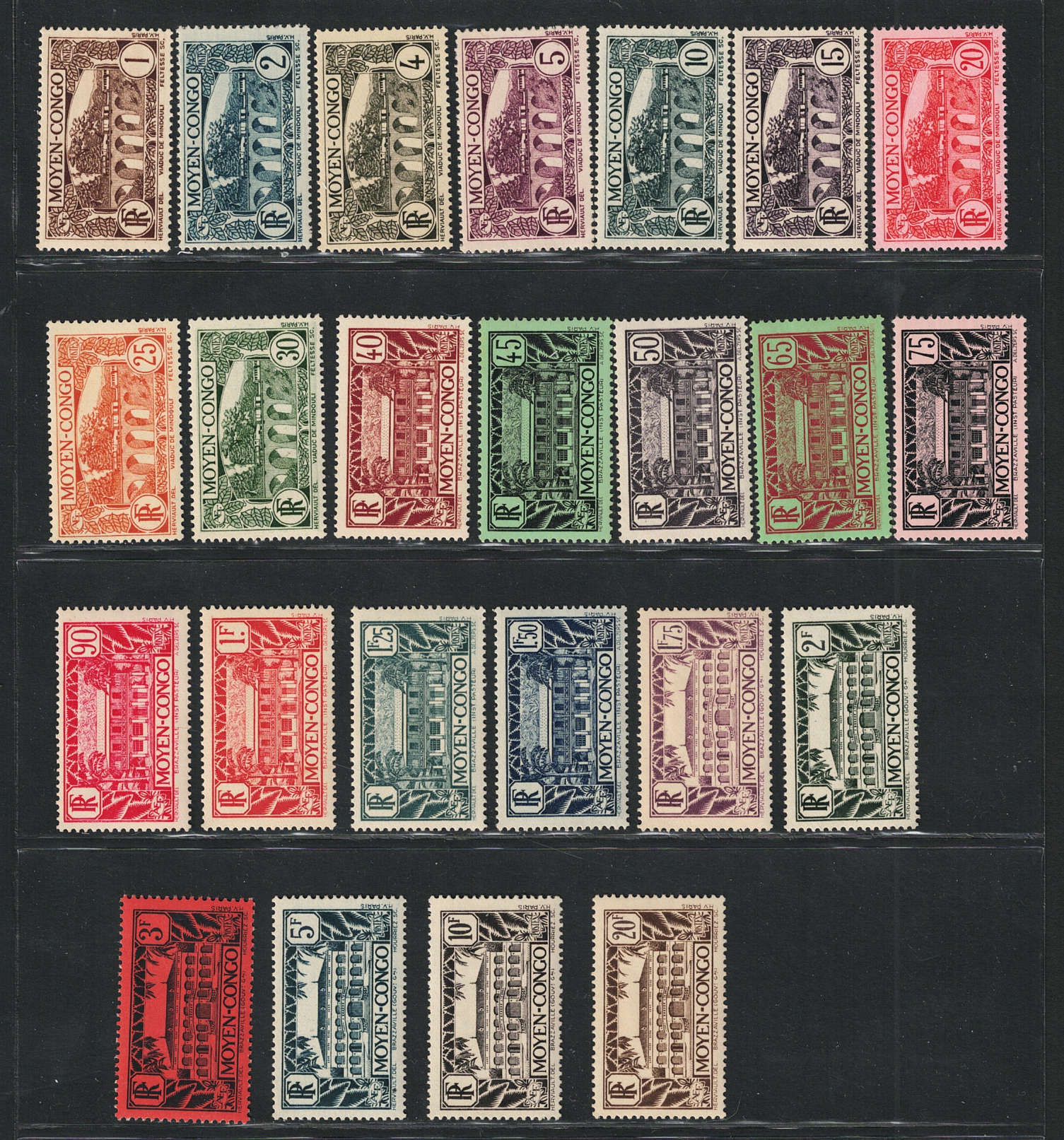 113-34 1933 Congo Francese, Yvert # 113-34, Definitiva 24 valori MH* - immagine 1