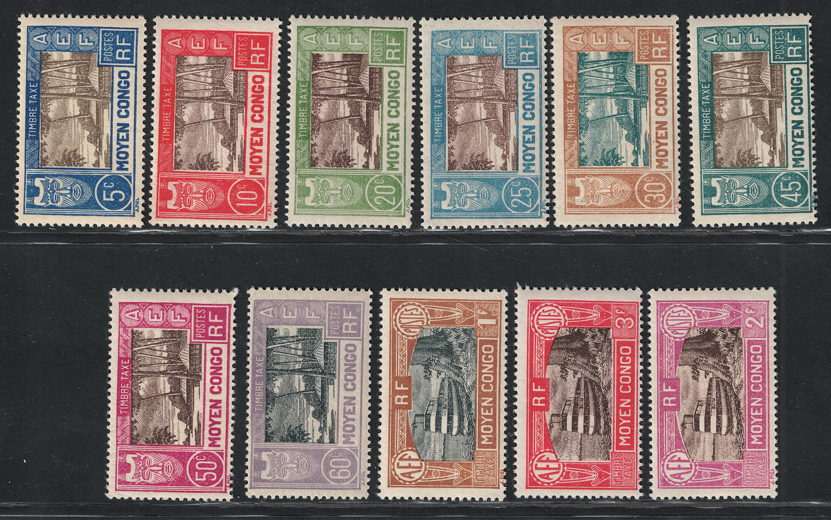 12-22 1930 Congo Francese, Yvert # 12-22, Tasse, MH* - immagine 1