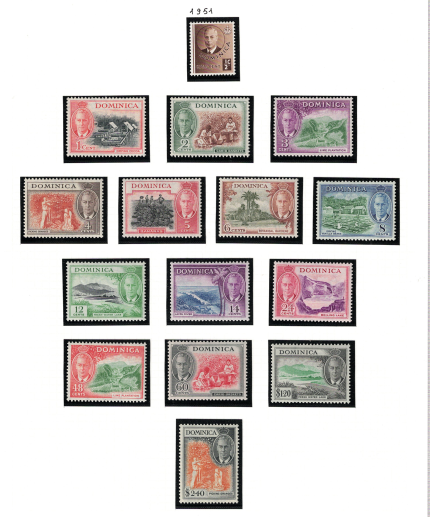 1951 Dominica, Stanley Gibbons # 120/34, Giorgio VI, MNH**