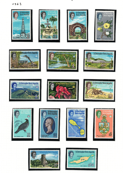 1963 St. Kitts Nevis, Stanley Gibbons # 129-44 - MNH**