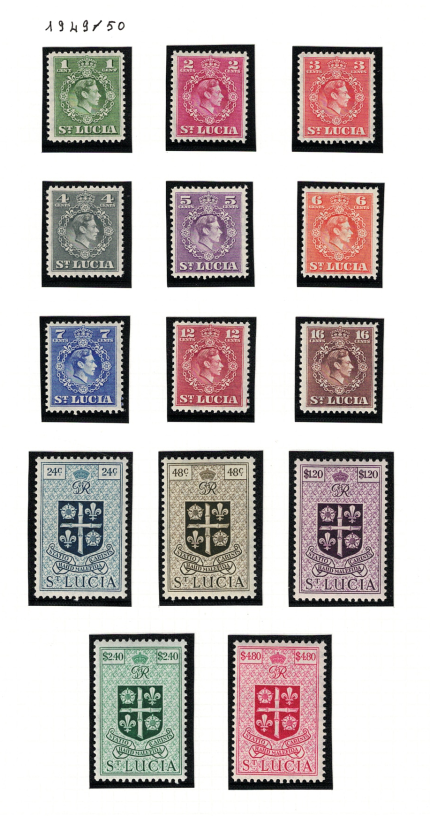 1949-50 St. Lucia, Stanley Gibbons # 146-59, 14 valori, MNH**