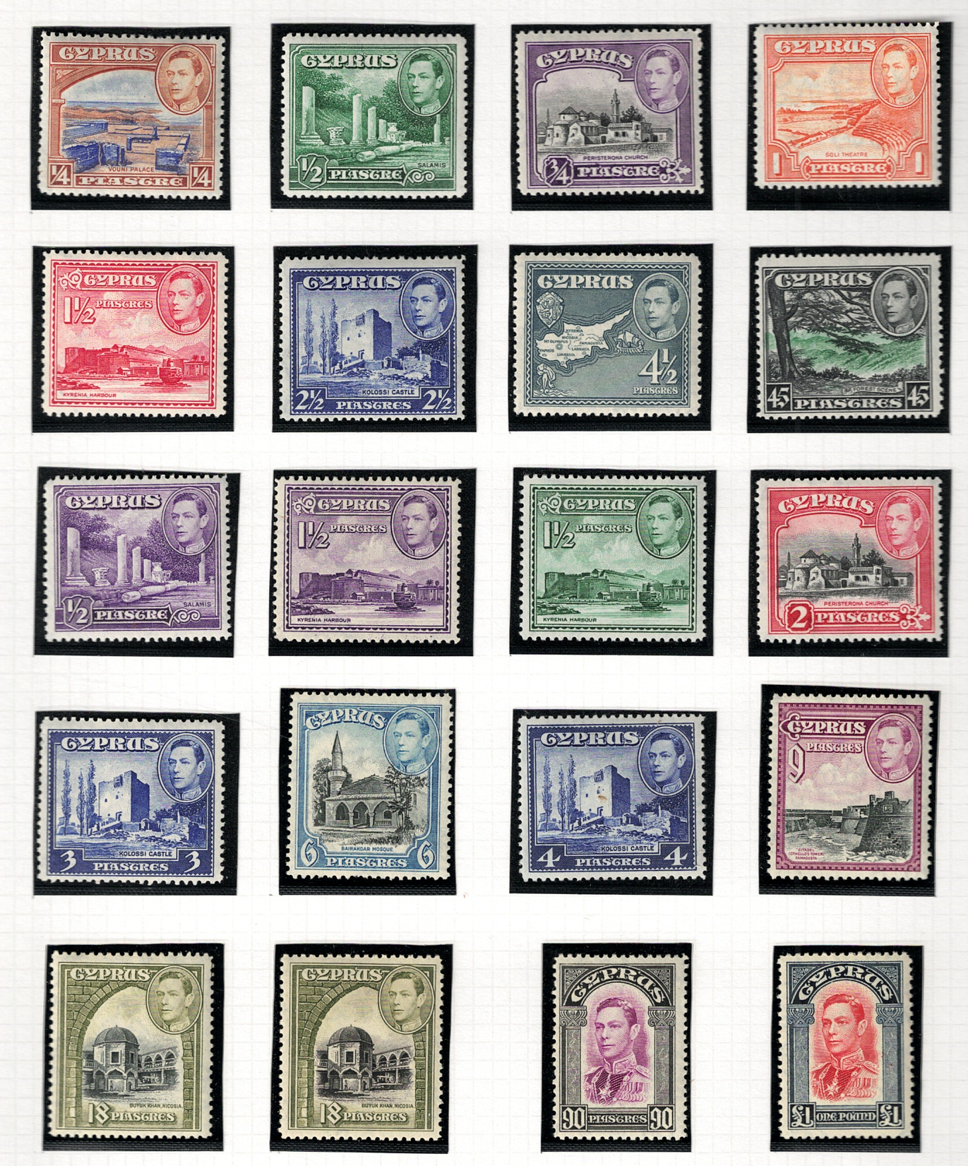 151-63 1938 Cipro, Giorgio VI, Stanley Gibbons # 151-63+160a, MNH** - immagine 1