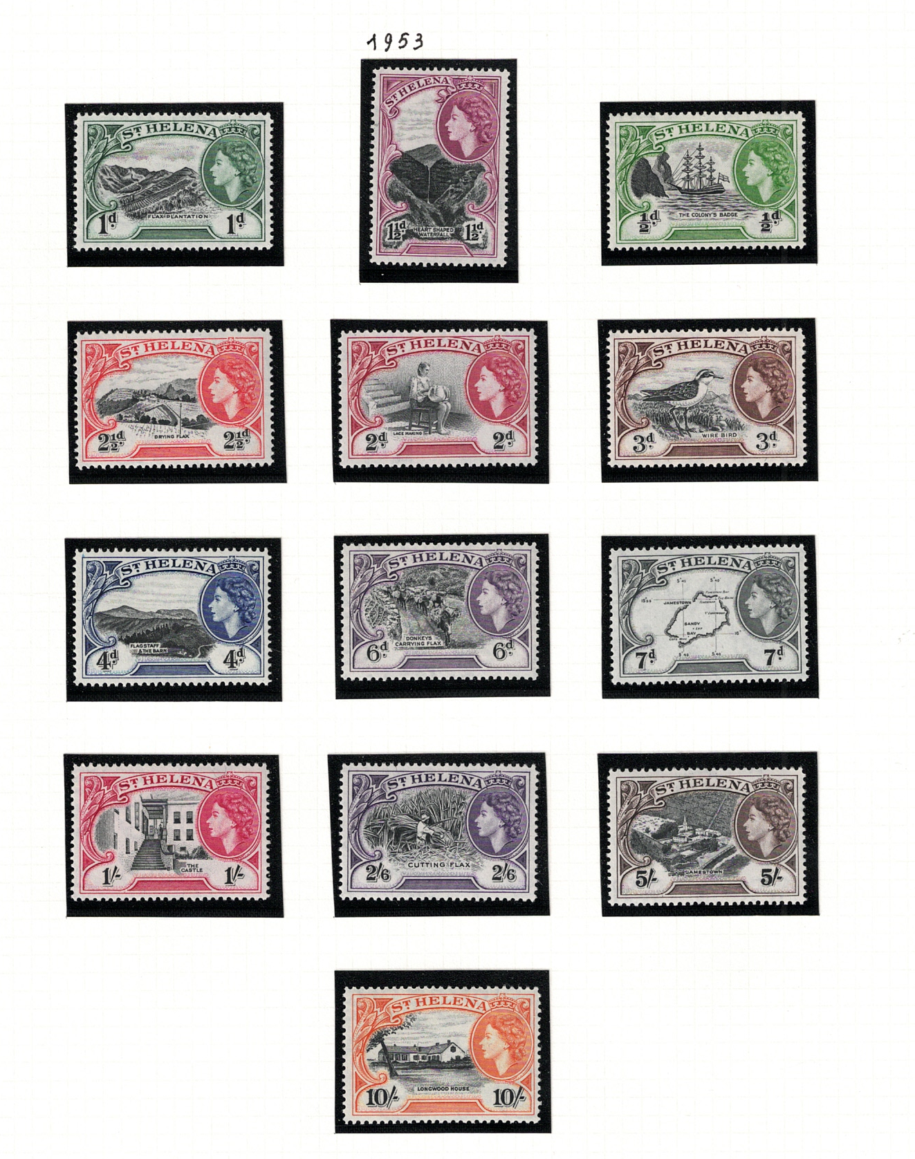 153-65 1953 ST. HELENA Elizabeth II°, Stanley Gibbons # 153/165, MNH** - immagine 1