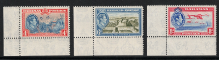 1938 Bahamas, Stanley Gibbons n. 158-60, Giorgio VI, MNH**