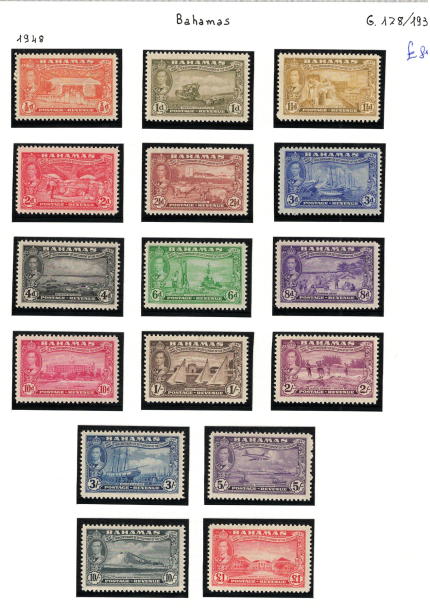 1948 Bahamas, Stanley Gibbons # 178-193, MNH**