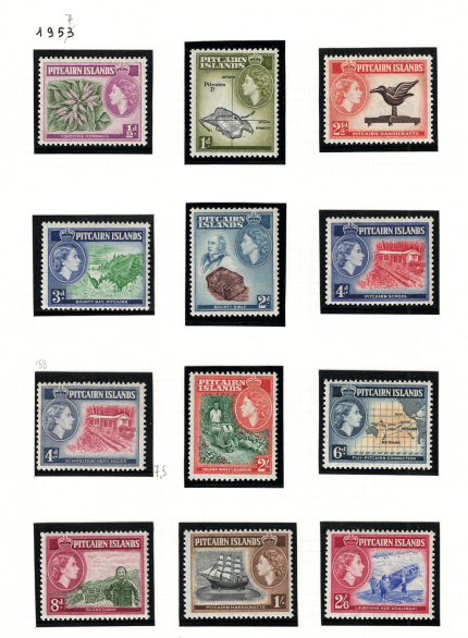1957-63 Pitcairn Islands, Stanley Gibbons # 18-28, Effigi Elisabetta II, MNH**